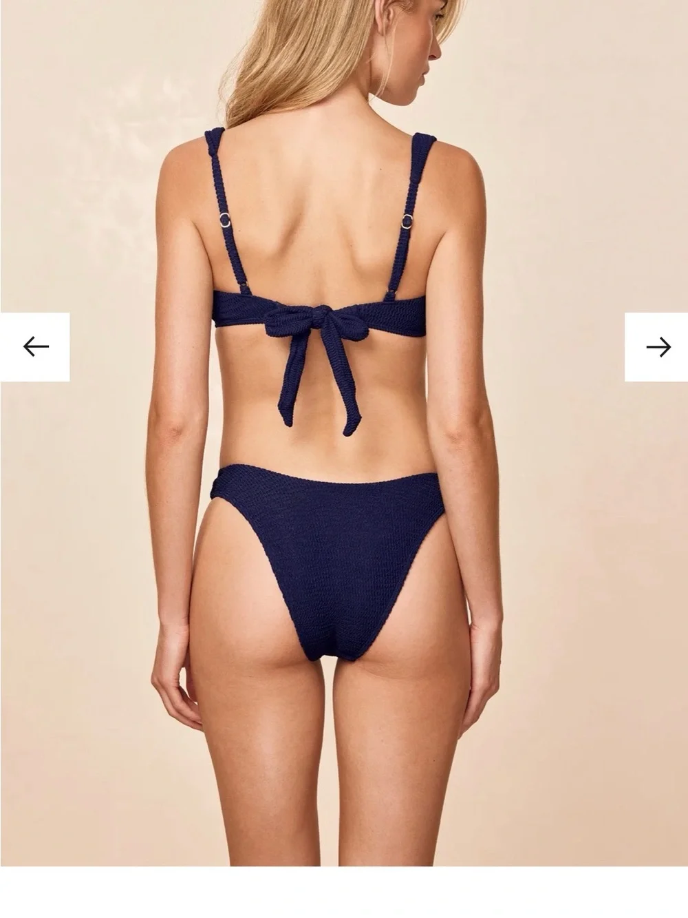 Monday Swimwear Deep Navy Textured Tie-Front Bikini Set